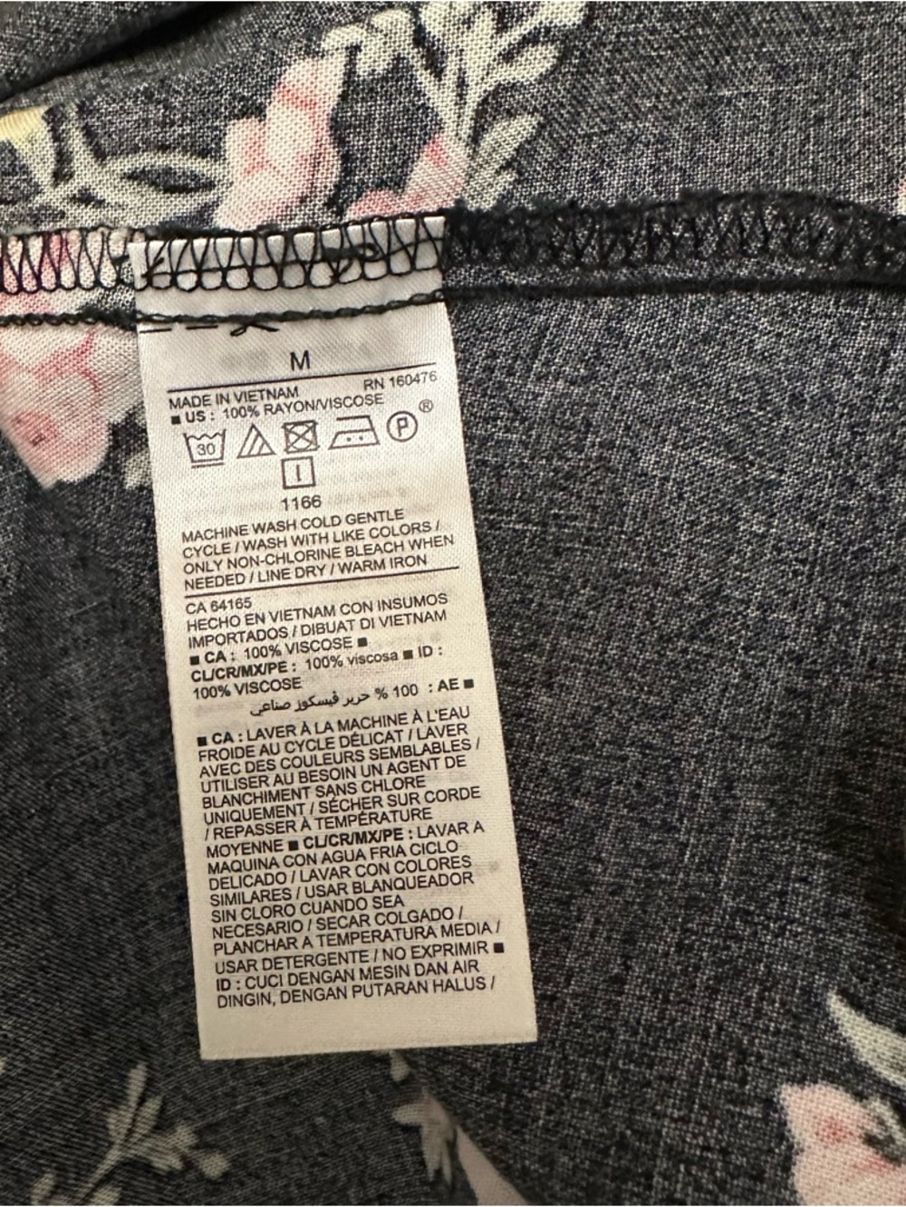 Floral V-Neck Spaghetti Strap Top - Black w/ Pink & Yellow Flowers, M - Picture 8 of 9